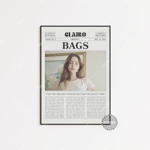 Clairo Retro Newspaper Print, Bags Poster, Bags Lyric Print, Clairo Poster, Immunity, diary 001, Sling Poster,  LC3 LESS120