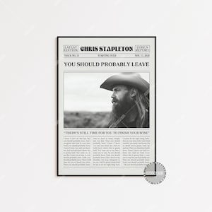 Stampa di giornale di Chris Stapleton, Poster "Dovresti probabilmente andartene", Stampa del testo, Poster di Chris Stapleton, Poster "Ricominciare da capo", LC3