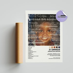 21 Savage Poster / American Dream Poster / Album Cover Poster Stampa Wall Art, Poster, Home Decor, 21 Savage, American Dream