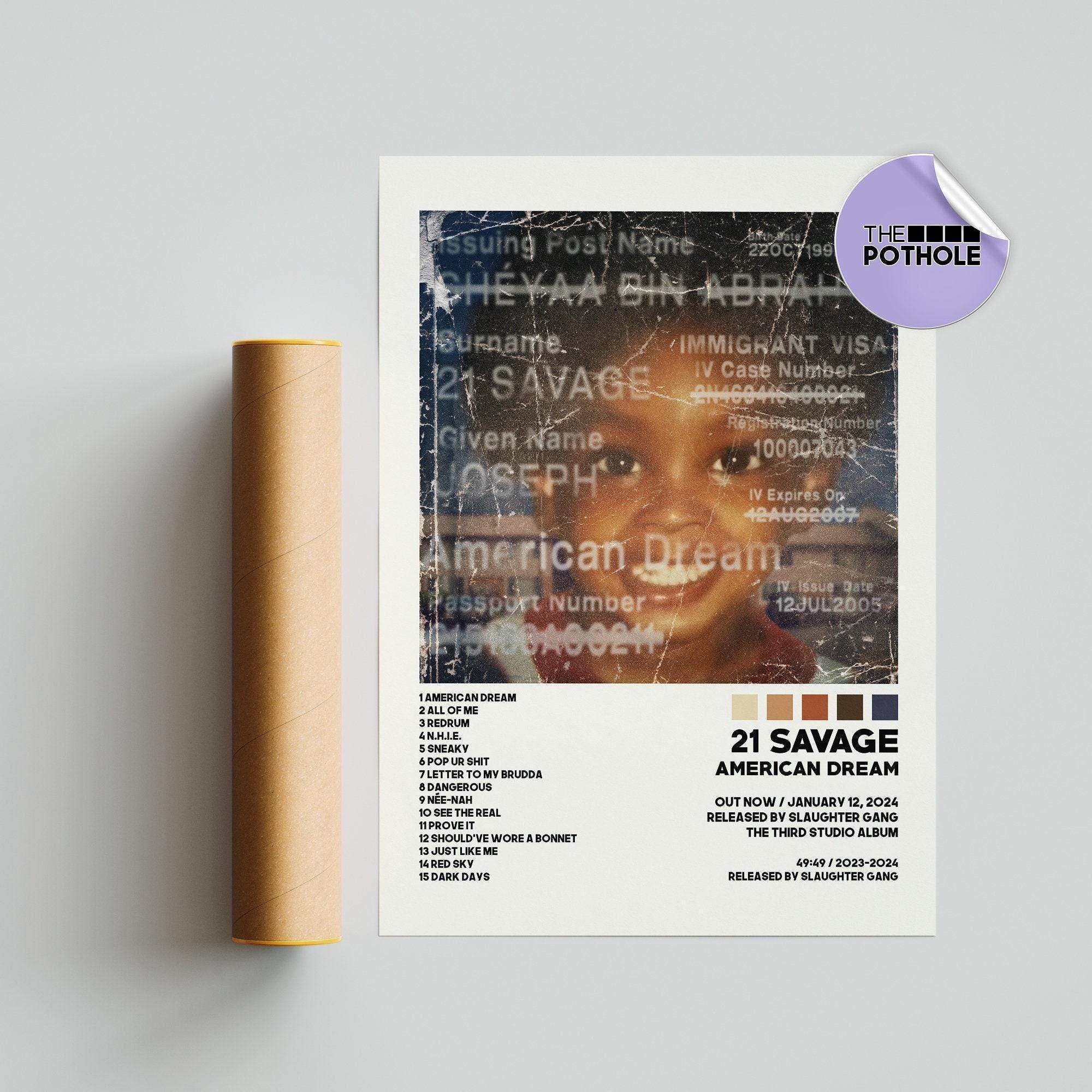 21 Savage Poster / American Dream Poster / Album Cover Poster Poster Print Wall Art, Poster, Home Decor, 21 Savage, American Dream