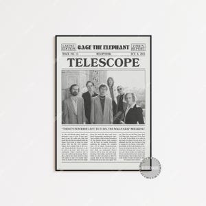 Stampa di giornale Cage the Elephant, poster del telescopio, stampa dei testi del telescopio, poster Cage the Elephant, Melophobia, LC3 V2 LESS90