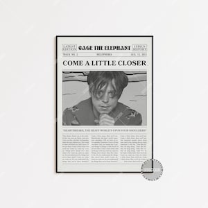 Stampa di giornale di Cage the Elephant, Poster di Come a Little Closer, Stampa del testo di Cage the Elephant, Poster di Cage the Elephant, Melofobia, LC3 LESS91