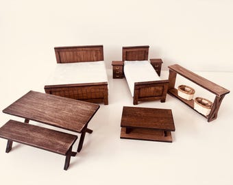 Table à Manger Miniature 1/12 Maison De Poupée – Meuble Bois Élégant Pour Salle à Dîner, Accessoire Réaliste Jouet Enfant