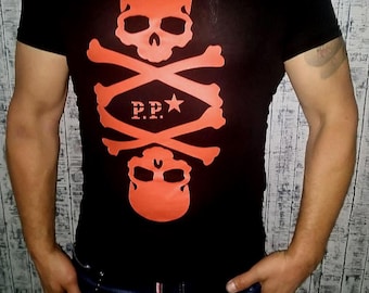 P.Plein Men's black retro PP t-shirt – vintage skull design, short sleeve summer tee, famous brand fashion, designer everyday disco t-shirt