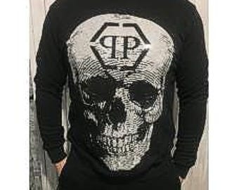 Maglione invernale da uomo PP Designer / Felpa con teschio / Pullover a maniche lunghe di lusso / Maglione alla moda con logo sul retro
