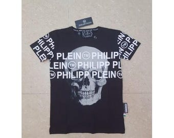 P.Plein Men's black retro PP t-shirt – vintage skull design, short sleeve summer tee, famous brand fashion, designer everyday disco t-shirt