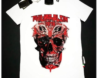 P.Plein Men's white retro PP78 t-shirt – vintage skull design, short sleeve summer tee, famous brand fashion, designer streetwear look