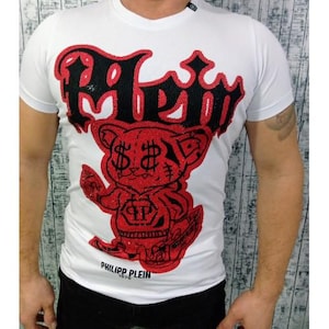 P.Plein Retro Style Teddy Bear PP White T-Shirt – Designer-Inspired Graphic Tee, Bold Streetwear Look, Perfect for Summer & Festivals