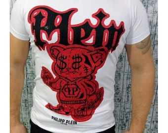P.Plein Retro Style Teddy Bear PP White T-Shirt – Designer-Inspired Graphic Tee, Bold Streetwear Look, Perfect for Summer & Festivals