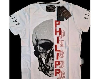 P.Plein Men's white retro PP t-shirt – vintage skull design, short sleeve summer tee, famous brand fashion, designer everyday disco t-shirt