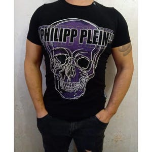 P.Plein Men's black retro PP t-shirt – vintage skull design, short sleeve summer tee, famous brand fashion, designer everyday disco t-shirt