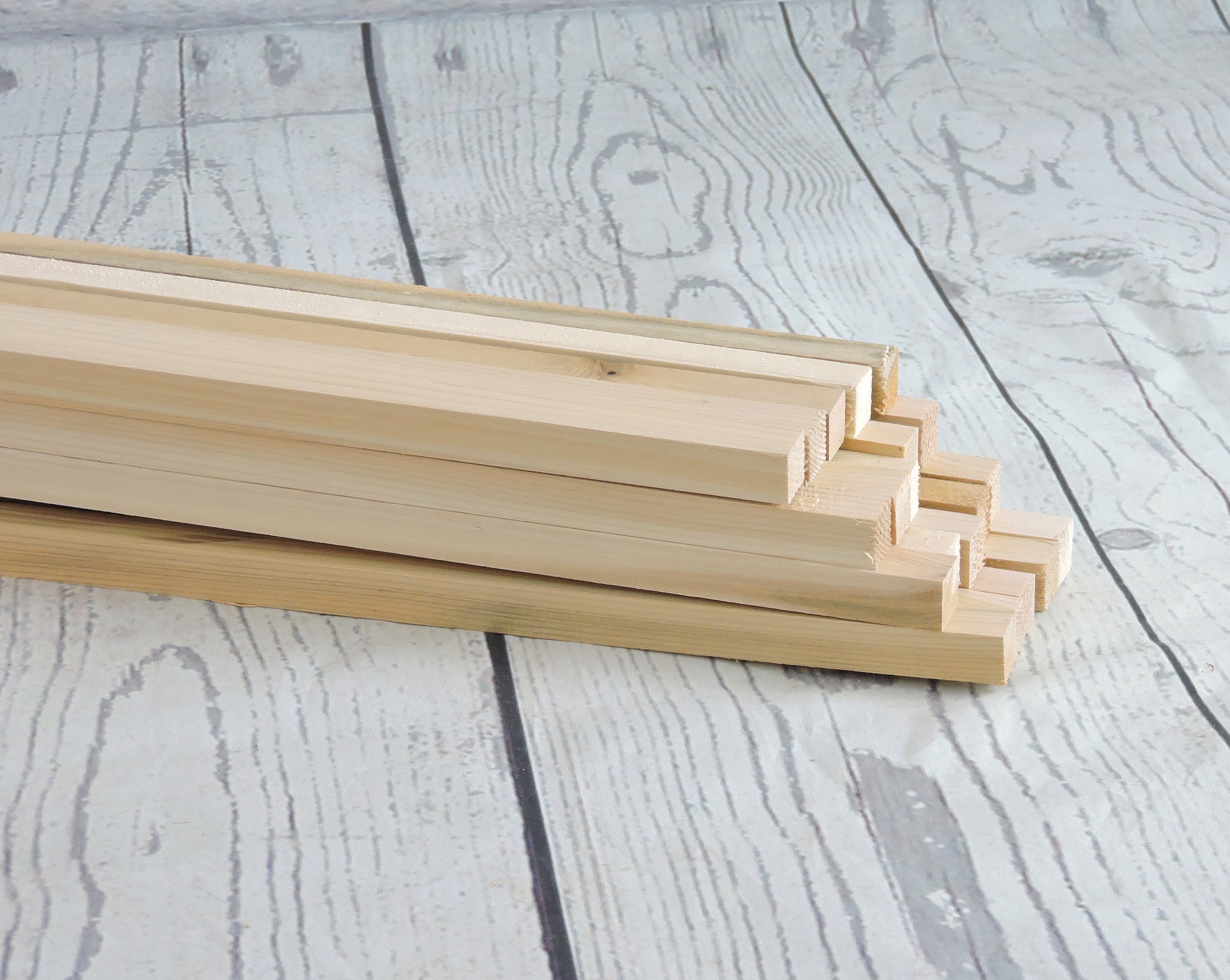 100 Cedar Wooden Square Dowels, 1/2 Square, Available in 6 Lengths, Sanded,  Unfinished, DIY, Wood Craft Strips 