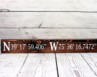 GPS Coordinate Sign - Personalized to the location of your choice -  Nautical Christmas Gift, Available in 3 Sizes.