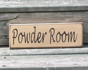 Powder Room - Primitive Country Painted Wall Sign, Rustic Bathroom Decor, Bathroom Sign, Primitive home decor, Rustic wood Plaque, primitive