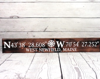 Personalized GPS Coordinate Sign - Personalized with the location of your choice - Nautical Christmas Gift