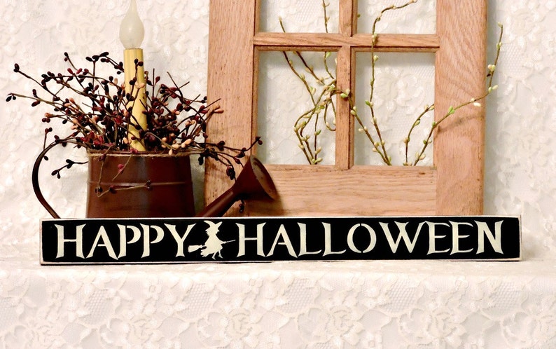 Happy Halloween Primitive Country Painted Sign Fall Decor Etsy