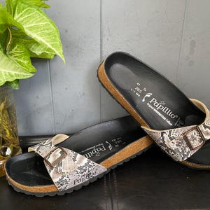 Pre-owned Birkenstock Madrid by Papillio Sandal Sz 41/10 Black/White Women’s