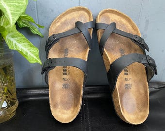 Pre-owned Birkenstock Mayari Sandal in Patent Black  Sz 38/7  Women’s