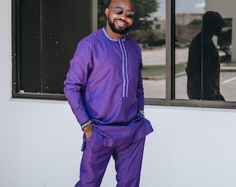 Men's African Dashiki Suit, African Wedding Suit, African Men Style, African Groom's Suit, Senator, Traditional Clothing. Ship from USA.