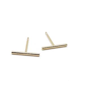 Stud earrings, 14k Gold stud earrings, Gold stud earrings, earrings, Tiny line earrings gold earrings, bar earrings, Gift for her, Mom Gift