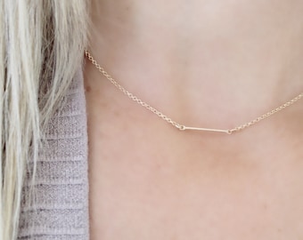 Dainty Bar chain choker • Silver Mini bar necklace • 14k gold filled pendant • Gold necklace • Choker necklace