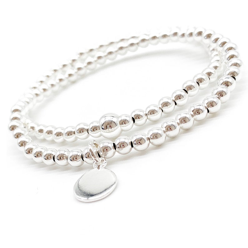 Silver bracelet, Beaded Bracelet, Sterling silver bracelet, 925 sterling silver bracelet, Silver bracelet for women, Charm Bracelet,Bracelet image 1