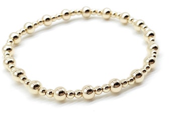 14k Gold Filled beaded bracelet • Minimalist Beaded Ball Bracelet • Everyday Gold Bracelet • Dainty Beaded stacking Bracelets For Women