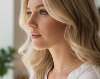 Dainty Sterling Silver Choker Necklace, Minimalist Ball Bead Necklace, Simple Silver Jewelry, Gift for Women