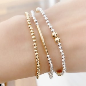 Dainty Gold bracelets • Minimalist Bracelet • Sterling silver beaded bracelet • Gold Beaded Ball Bracelet • Everyday Gold Bracelet