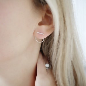 Ear jacket earring • Ear jacket sterling silver • Ear jacket • Front to back silver studs • double sided earring • silver circle stud