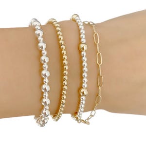 Zierliches Gold Perlen Armband: 14k Gold Filled Sterling Silber