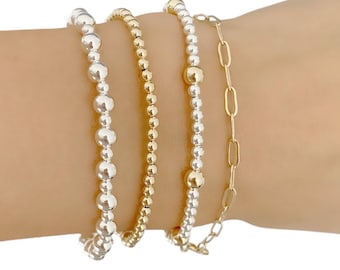 Dainty Gold Beaded Bracelet: 14k Gold Filled Sterling Silver Bracelets