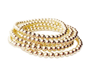 14k Gold Filled stretch bracelet • Minimalist Stacking Jewelry • 5mm 14k yellow gold filled bracelet • Gold Beaded Bracelet • Gift for her
