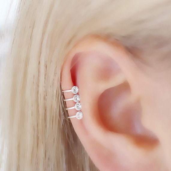 Simple Ear Cuff crystal Ear Cuff Sterling Silver Earrings ear Cuff No Piercing ear Jacket Cuff Earrings Bridesmaids Earrings Cuff Etsy