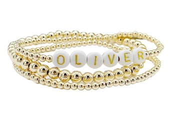 14K Gold Filled Beaded Name Bracelet • Personalized Jewelry