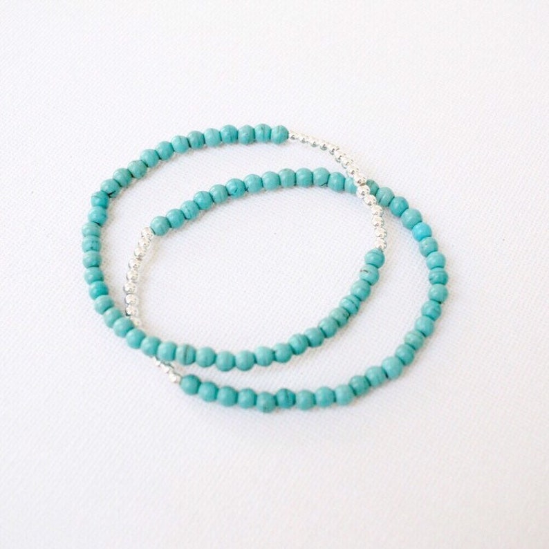 Gemstone bracelet, boho bracelet Gemstone, Turquoise Bracelet, beaded bracelet, Dainty bracelet, Sterling silver, stone bracelet, bracelet image 5