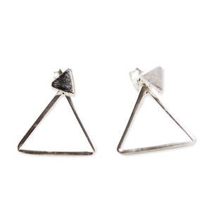 Front back Earrings Ear Jacket Dainty ear jacket Silver earrings ear jacket earrings ear jacket Minimal earring triangle stud image 9