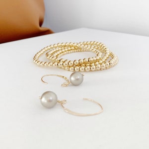 Gold Pearl dangle earrings Gold Everyday delicate earring Gold bridesmaids earrings Good bridal earrings pearl drop earrings Gift image 5