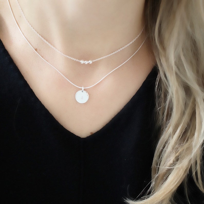 Circle Necklace, Silver Necklace, Danity Minimal circle , Delicate necklace, Silver necklace , Minimalist necklace,sterling silver Necklace image 1