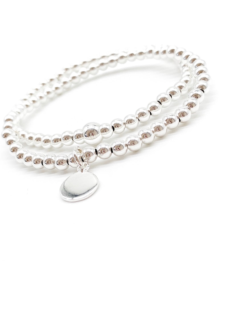 Silver bracelet, Beaded Bracelet, Sterling silver bracelet, 925 sterling silver bracelet, Silver bracelet for women, Charm Bracelet,Bracelet image 8