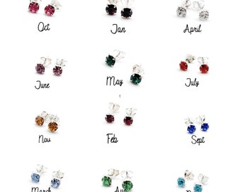 Sterling Silver Tiny Birthstone Stud earrings, 4mm Birthstone CZ Earrings, Sterling silver stud earrings, small stud earrings, Stacking Stud