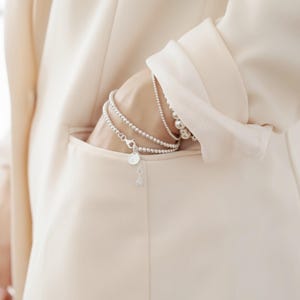 Sterling Silver Beaded Bracelet: Dainty Stacking Initial Bracelets