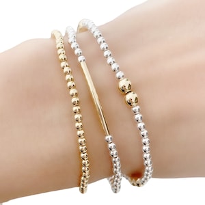 Dainty Gold bracelets • Minimalist Bracelet • Sterling silver beaded bracelet • Gold Beaded Ball Bracelet • Everyday Gold Bracelet
