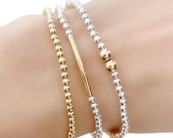 Dainty Gold bracelets • Minimalist Bracelet • Sterling silver beaded bracelet • Gold Beaded Ball Bracelet • Everyday Gold Bracelet