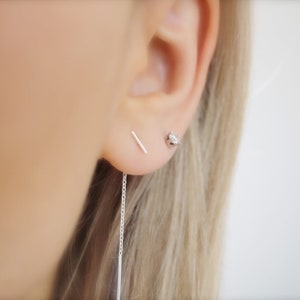 Simple ear Threader Earrings • chain earrings •’dangle earrings • Minimalist earrings • Long silver earrings• Earrings for women • gift
