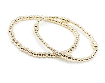 Dainty 14k Gold Filled Beaded Bracelet: Minimalist Ball Bracelet