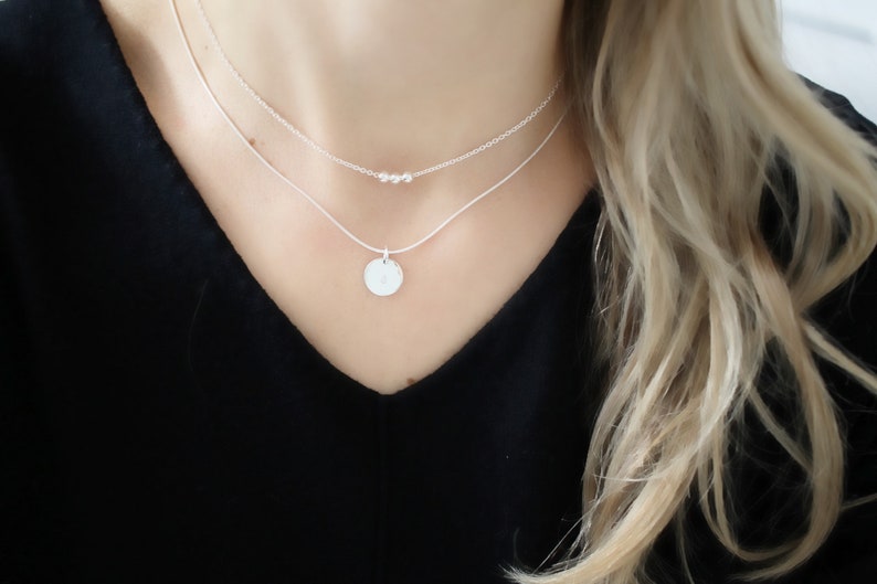 Circle Necklace, Silver Necklace, Danity Minimal circle , Delicate necklace, Silver necklace , Minimalist necklace,sterling silver Necklace image 10