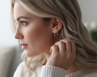 Pendientes de plata de ley 925 / Aros sencillos y minimalistas / Joyería ligera para uso diario