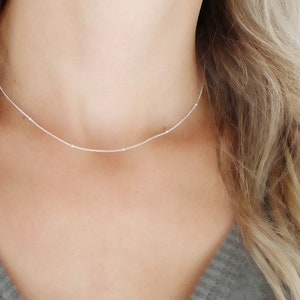 Satellite Choker • Dainty Silver Choker Necklace • Satellite Chain Choker • Sterling Silver Choker Necklace • Thin Silver Chain Necklace