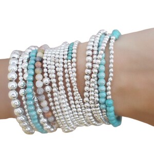 Gemstone bracelet, boho bracelet Gemstone, Turquoise Bracelet, beaded bracelet, Dainty bracelet, Sterling silver, stone bracelet, bracelet image 1